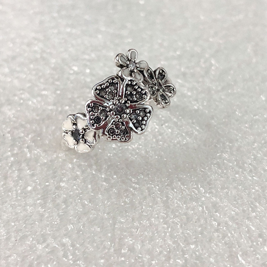 Antiqued Marcasite-Style Flower Cluster Ring