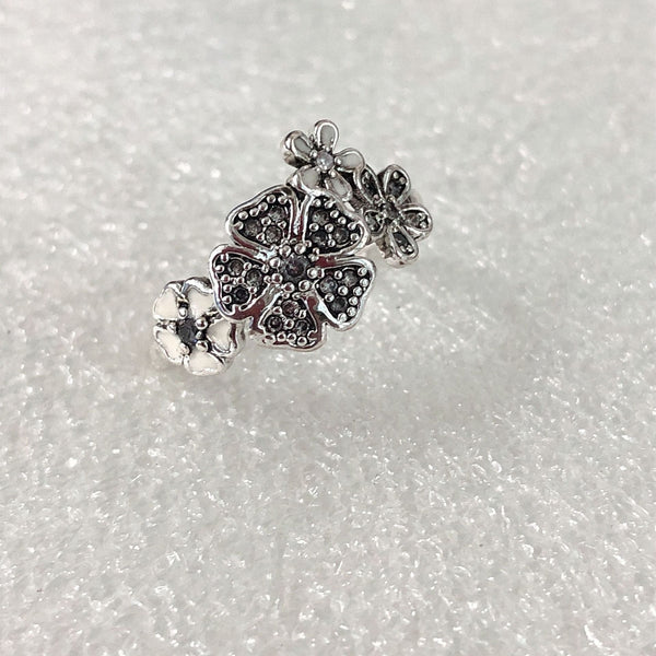 Antiqued Marcasite-Style Flower Cluster Ring
