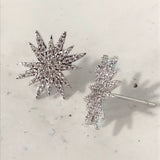 Clear CZ Starburst Stud Earrings