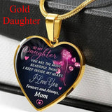 To My Daughter Heart Message Pendant Necklace