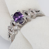 Clear Oval CZ Floral Cluster Shoulder Ring