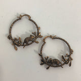 Antique Gold Squirrel Branch Hoop Earrings