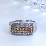 Multicolor CZ Five-Row Band Ring