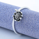 Lotus Flower Charm Open Cuff Ring