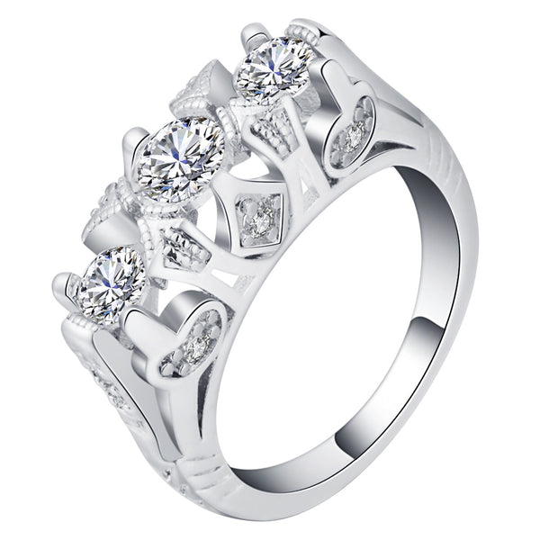 Round CZ Heart Openwork Band Ring