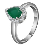Emerald-Green Pear CZ Halo Jewelry Set