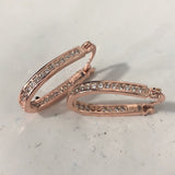 Rose Gold CZ Inside-Out Oval Hoop Earrings
