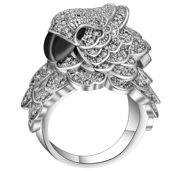 Parrot Head CZ Pave Statement Ring