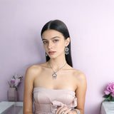 Crystal Tassel Pendant Necklace and Earrings Set