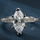 Marquise CZ Solitaire Pavé Band Ring