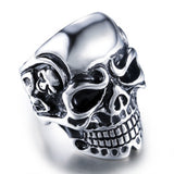 Silver Pirate Skull Biker Ring