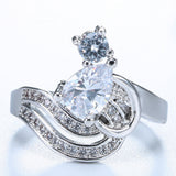Pear CZ Pavé Ribbon Swirl Ring