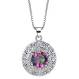 Rainbow Mystic Round CZ Halo Jewelry Set