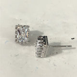 Purple Emerald-Cut CZ Crown-Set Stud Earrings