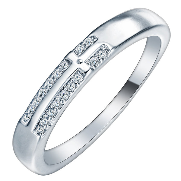 Dainty Pavé CZ Cross Band Ring