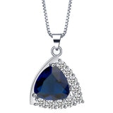 Sapphire-Blue Trillion CZ Halo Jewelry Set