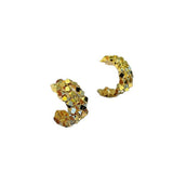 Silver Faceted Bead Half Hoop Earrings