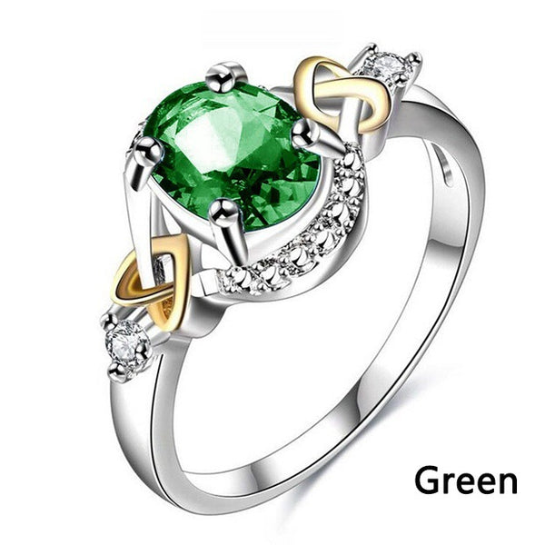 Emerald-Green Oval CZ Celtic Knot Ring