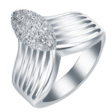 Pavé CZ Marquise Top Ribbed Band Ring