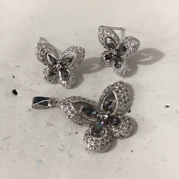 Mystic CZ Pavé Butterfly Stud Earrings