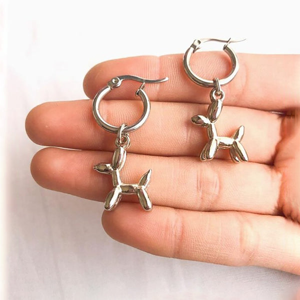 Balloon Dog Charm Huggie Earrings