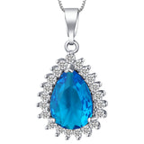 Aqua Pear CZ Halo Jewelry Set