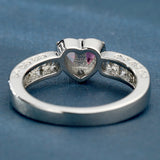 Opal-Look Heart Red CZ Filigree Band Ring
