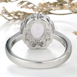 White Opal-Look Flower Halo Ring