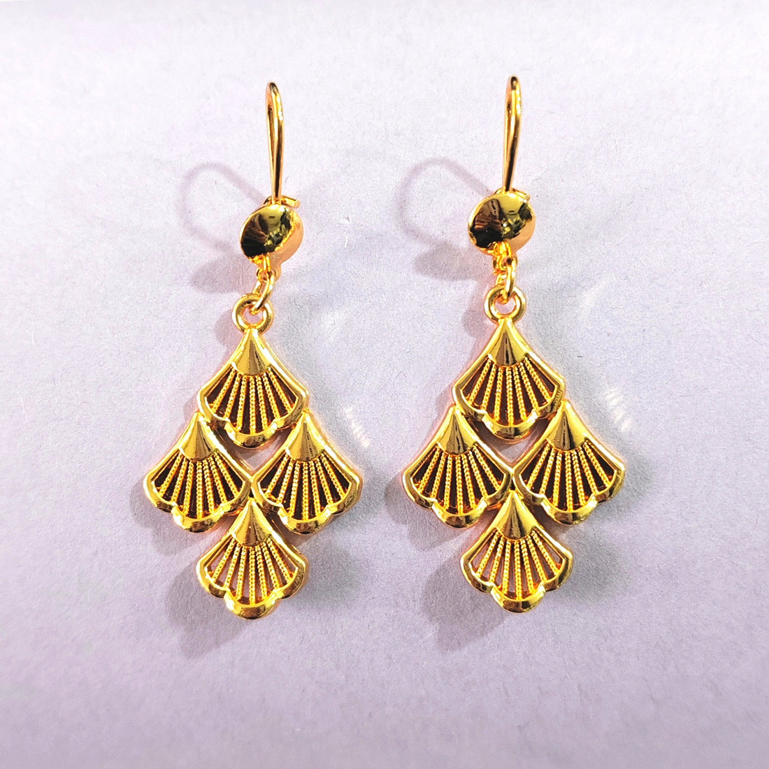 Ginkgo Leaf Cascade Drop Earrings