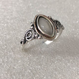 Moonstone-Look Marquise Scroll Bezel Ring