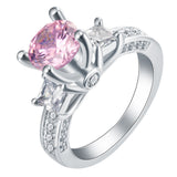 Pink Round CZ Princess Side Ring