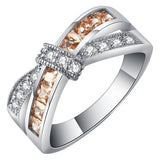 Champagne Channel CZ Crisscross Bow Ring