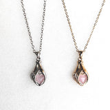 Gold Tulip Pink Stone Necklace and Earrings Set
