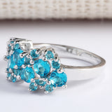 Aqua CZ Cluster Cocktail Ring