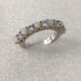 Opal-Look and CZ Alternating Half Eternity Ring