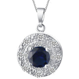 Sapphire-Blue Round CZ Halo Jewelry Set