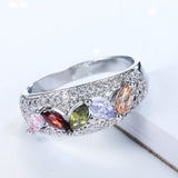 Multicolor Marquise CZ Pave Dome Ring