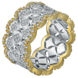 Wide Openwork Pavé Band Ring Gold Edge