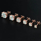 Gold Four-Prong Round CZ Tiny Stud Earrings