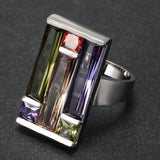 Multicolor Baguette CZ Wide Statement Ring