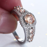 Champagne Round CZ Halo Graduated Ring