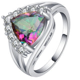 Rainbow Mystic Trillion CZ Halo Jewelry Set