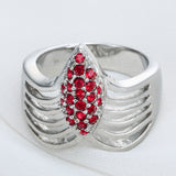Ruby-Red CZ Marquise Cluster Cage Ring
