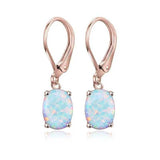 Opal-Look Oval Leverback Drop Earrings