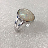 Opal-Look Large Oval Bezel Split Shank Ring