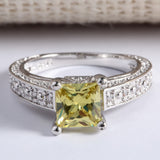 Yellow Princess-Cut CZ Pavé Band Ring